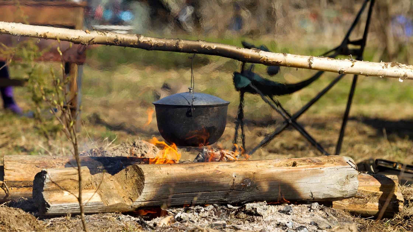 Pot over campfire