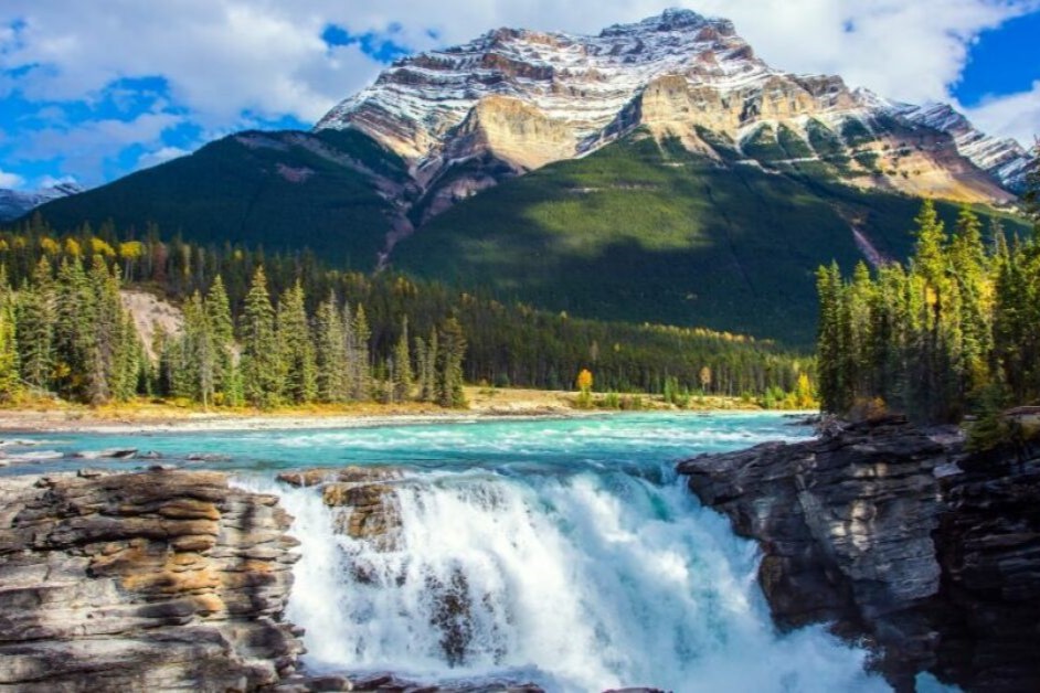 Summer waterfall hiking