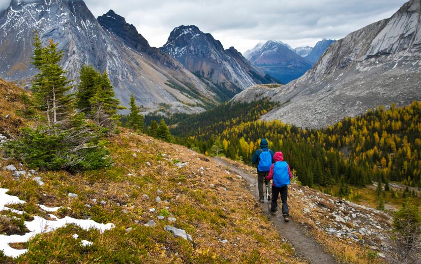 Hikers on mountain trail